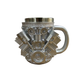Кружка для напитков "Двигатель V8 " серебристый 